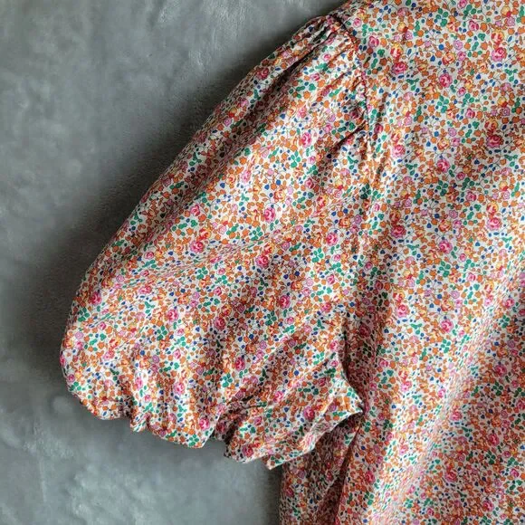 J CREW LIBERTY Eloise Floral Print Puff Sleeve Top Size 6 Button Up Classic-Fit - Picture 7 of 9